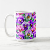 Farbenfrohe Violetten Pansy Blume Muster Kaffeetasse (Links)