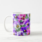 Farbenfrohe Violetten Pansy Blume Muster Kaffeetasse (Links)