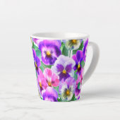 Farbenfrohe Violetten Pansy Blume Muster Milchtasse (Rechte Ecke)
