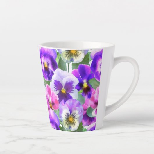 Farbenfrohe Violetten Pansy Blume Muster Milchtasse (Rechts)