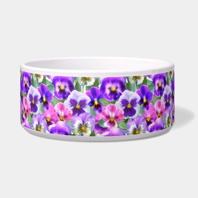 Farbenfrohe Violetten Pansy Blume Muster Napf (Vorderseite)