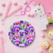 Farbenfrohe Violetten Pansy Blume Muster Pappteller (Party)