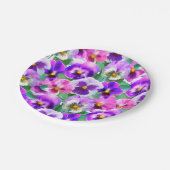Farbenfrohe Violetten Pansy Blume Muster Pappteller (Schrägansicht)