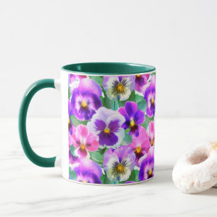 Farbenfrohe Violetten Pansy Blume Muster Tasse