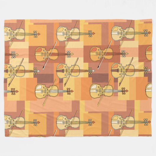 Farbenfrohe Violinblöcke Fleecedecke (Vorderseite (Horizontal))