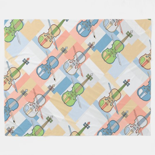Farbenfrohe Violinblöcke Fleecedecke (Vorderseite (Horizontal))
