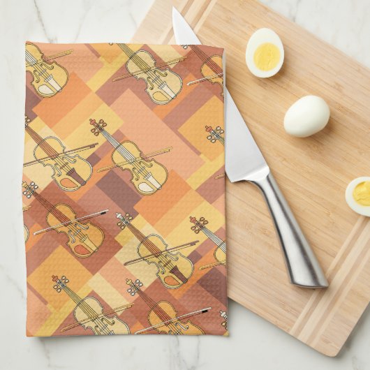 Farbenfrohe Violinblöcke Geschirrtuch (Viertel Falte)