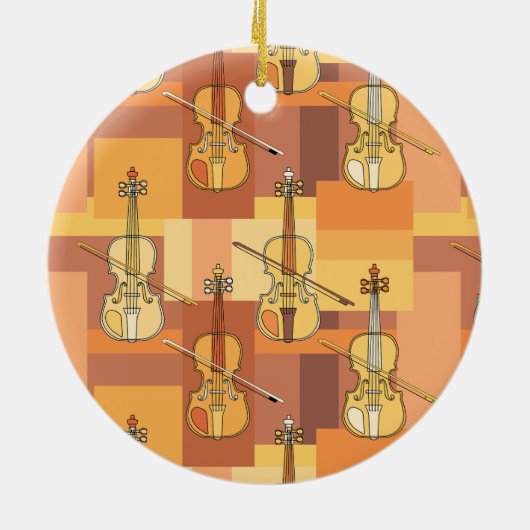 Farbenfrohe Violinblöcke Keramik Ornament (Hinten)