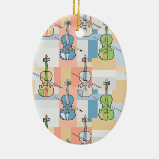Farbenfrohe Violinblöcke Keramik Ornament (Hinten)