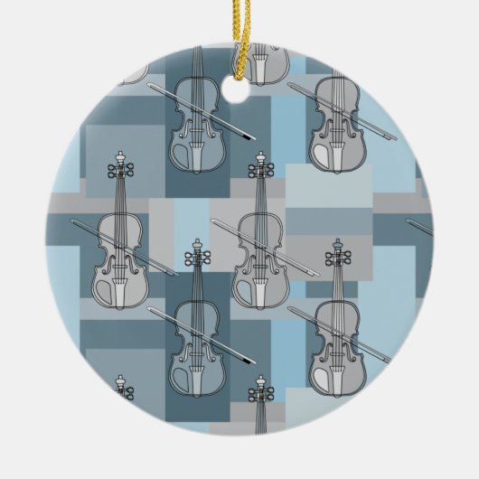 Farbenfrohe Violinblöcke Keramik Ornament (Vorne)