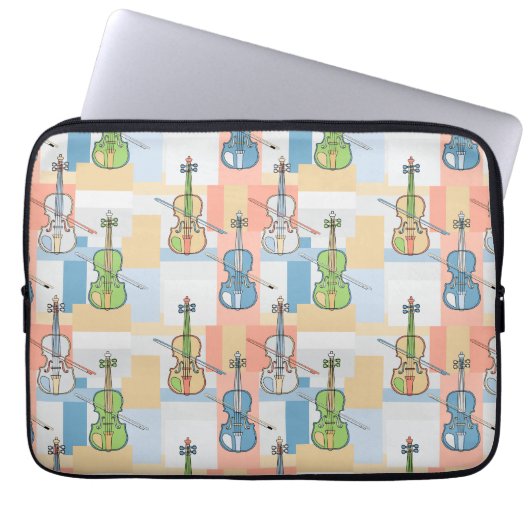 Farbenfrohe Violinblöcke Laptopschutzhülle (Vorderseite)