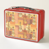 Farbenfrohe Violinblöcke Metall Brotdose (Rückseite)