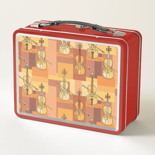 Farbenfrohe Violinblöcke Metall Brotdose (Rückseite)