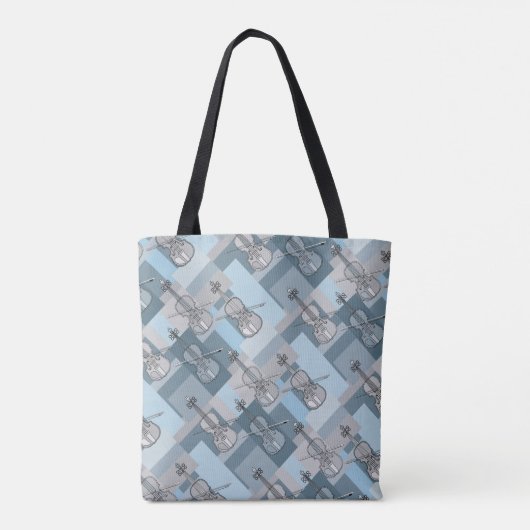 Farbenfrohe Violins Blue Gray Tasse Beutel Tasche (Rückseite)