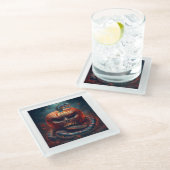 Farbenfrohe Viper mit bösen Kürbiskröten verbunden Glasuntersetzer (Schrägansicht)