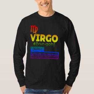 Farbenfrohe Virgo Zodiac-Qualitäten T-Shirt