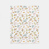 Farbenfrohe Vögel auf blumengeschmücktem Hintergru Fleecedecke (Vorderseite)
