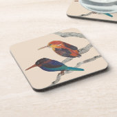 Farbenfrohe Vögel auf einem Set von sechs Unterset Getränkeuntersetzer (Linke Seite)