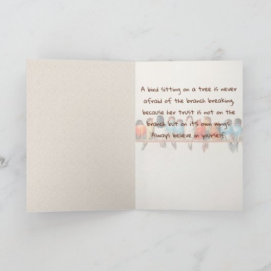 Farbenfrohe Vögel auf einem Zweig Glückwunsch Karte (Innenseite)