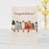 Farbenfrohe Vögel auf einem Zweig Glückwunsch Karte (Gelbe Blume)