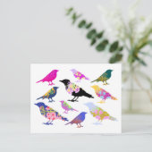 Farbenfrohe Vögel Blume Blätter Chic Floral Animal Postkarte (Stehend Vorderseite)