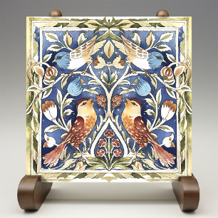 Farbenfrohe Vögel & Blume Kunsthandwerk Fliese