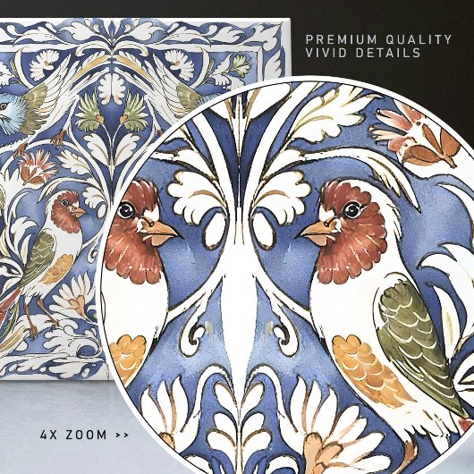 Farbenfrohe Vögel & Blume Kunsthandwerk Fliese