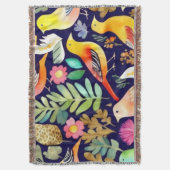 Farbenfrohe Vögel Blumenmuster blaue Dekoration Decke (Vorderseite Vertikal)