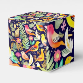 Farbenfrohe Vögel Blumenmuster blaue Dekoration Geschenkschachtel