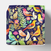 Farbenfrohe Vögel Blumenmuster blaue Dekoration Geschenkschachtel (Oben)