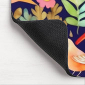 Farbenfrohe Vögel Blumenmuster blaue Dekoration Mousepad (Ecke)