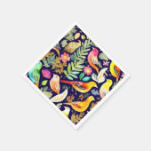 Farbenfrohe Vögel Blumenmuster blaue Dekoration Serviette (Ecke)