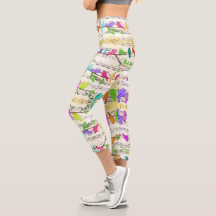 Farbenfrohe Vögel Capri Leggings Frühjahr