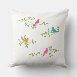 Farbenfrohe Vögel Custom Background Throw Kissen