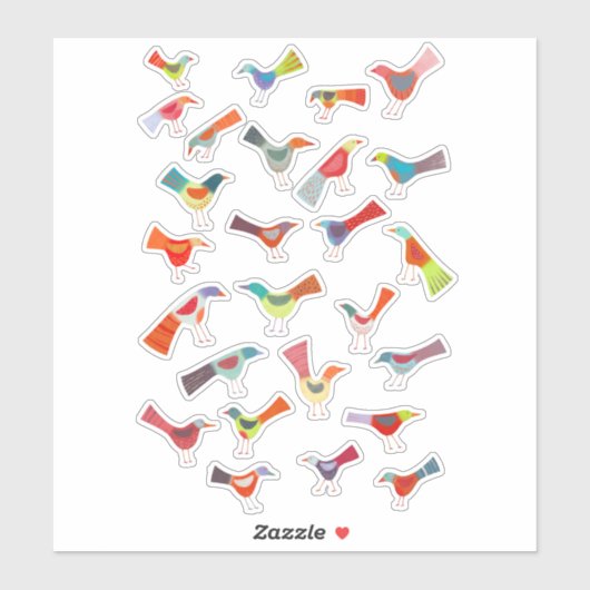 Farbenfrohe Vögel Dinge maßgeschneidert Vinyl Stic Aufkleber (Blatt)