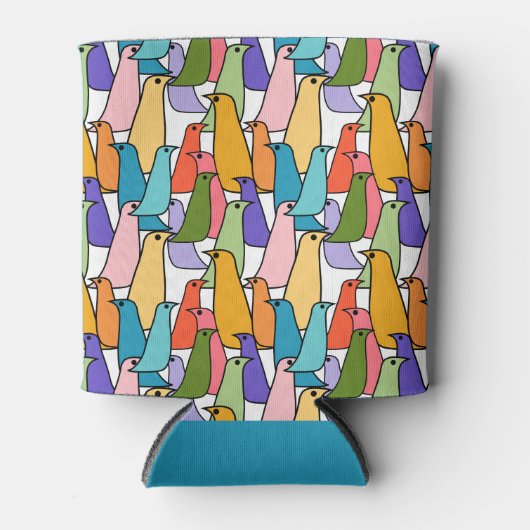 Farbenfrohe Vögel Dosenkühler (Vorderseite)