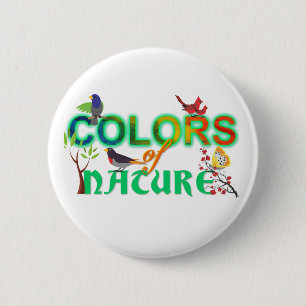 Farbenfrohe Vögel Dschungel niedlicher Cartoon Button