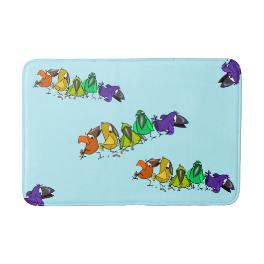 Farbenfrohe Vögel Funny Bath Mat - individuell ein Badematte (Vorderseite)