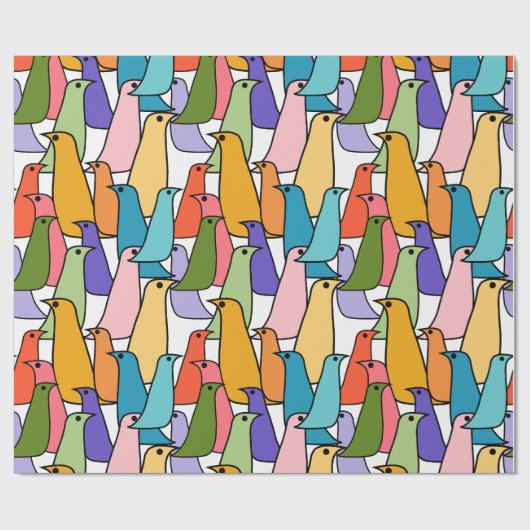 Farbenfrohe Vögel Geschenkpapier (Flach)