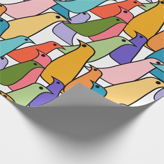 Farbenfrohe Vögel Geschenkpapier (Ecke)