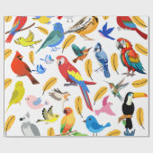 Farbenfrohe Vögel Geschenkpapier (Flach)