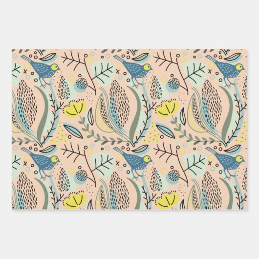 Farbenfrohe Vögel Geschenkwrake Geschenkpapier Set (Vorderseite 2)