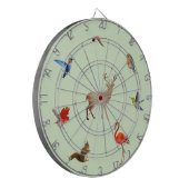 Farbenfrohe Vögel, Hirsche und Eichhörnchen auf he Dartscheibe (Vorderseite Links)