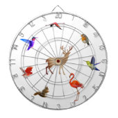 Farbenfrohe Vögel, Hirsche und Eichhörnchen auf We Dartscheibe (vorne)