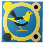 Farbenfrohe Vögel im Abstrakt geometrischen Kunstd Fliese (Vorderseite)