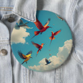Farbenfrohe Vögel im blauen Himmel Button (Beispiel)