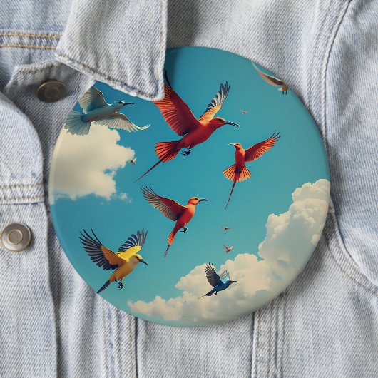 Farbenfrohe Vögel im blauen Himmel Button (Beispiel)