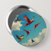 Farbenfrohe Vögel im blauen Himmel Button (Vorne & Hinten)