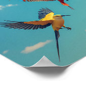 Farbenfrohe Vögel im blauen Himmel Poster (Ecke)