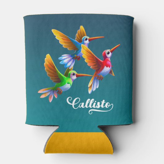 Farbenfrohe Vögel im Flug Dosenkühler (Rückseite)